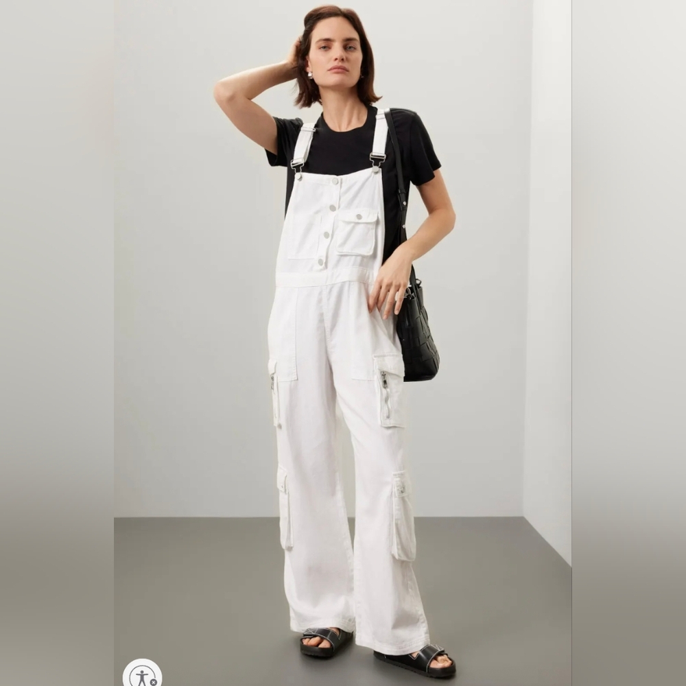 Blank NYC Women's White Denim Overalls